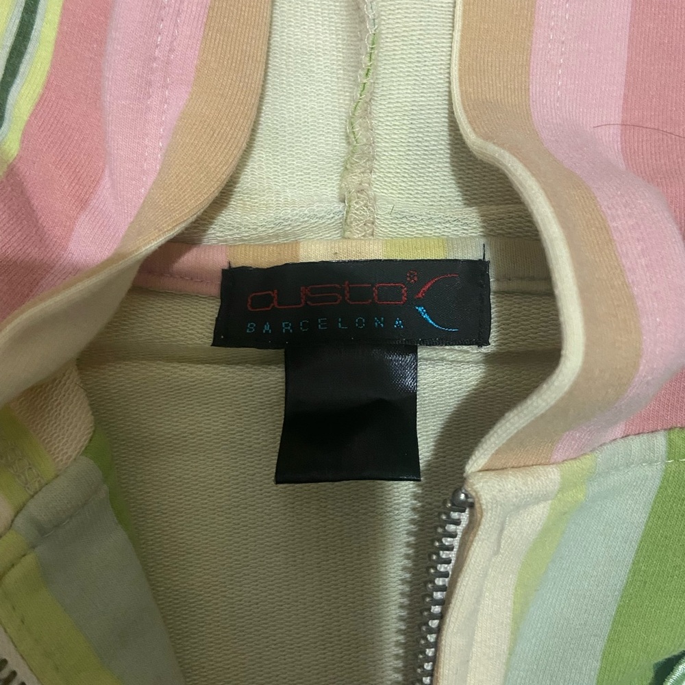 Striped Kids Hoodie - Pink, Green, Cream View 3